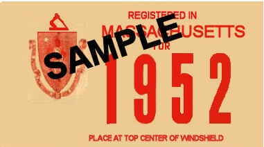 Modal Additional Images for 1952 Massachusetts REGISTRATION Sticker